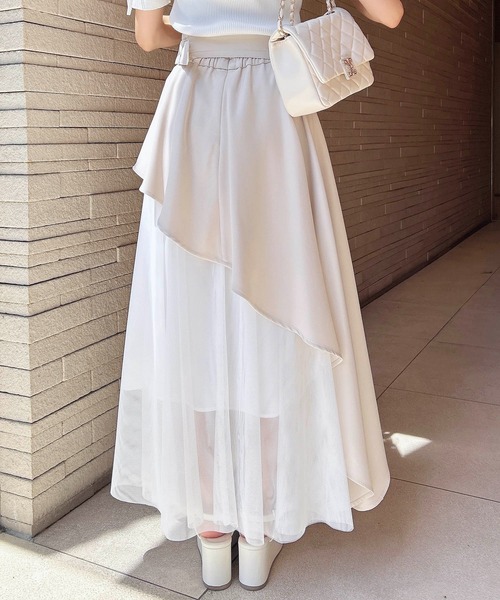 INGNI(イング)の「共ベルト付チュール切替アシメスカート(スカート・レディース・ブルー系6/ネイビー系/ブラック×ブラック/ベージュ系/グレー系その他6・FREE)」の22枚目の写真