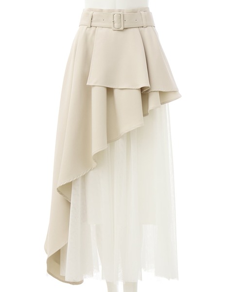 INGNI（イング）の「【WEB限定】共ベルト付チュール切替アシメスカート（スカート・レディース・グレー系その他6/ブルー系6/ネイビー系/ベージュ系/ブラック×ブラック・FREE）」の6枚目の写真