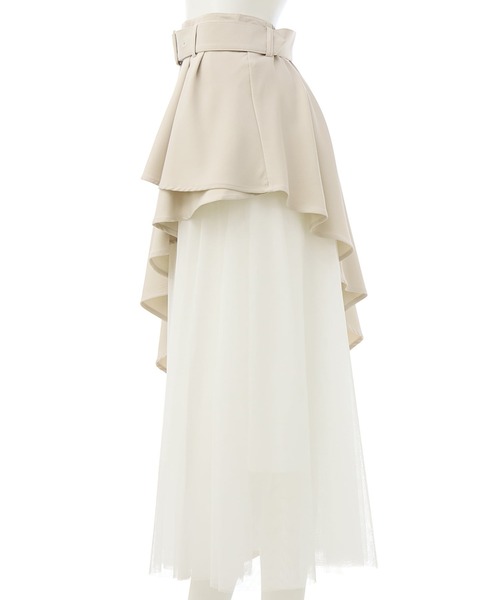 INGNI（イング）の「【WEB限定】共ベルト付チュール切替アシメスカート（スカート・レディース・グレー系その他6/ブルー系6/ネイビー系/ベージュ系/ブラック×ブラック・FREE）」の7枚目の写真