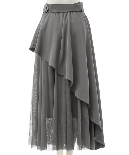 INGNI（イング）の「【WEB限定】共ベルト付チュール切替アシメスカート（スカート・レディース・グレー系その他6/ブルー系6/ネイビー系/ベージュ系/ブラック×ブラック・FREE）」の10枚目の写真