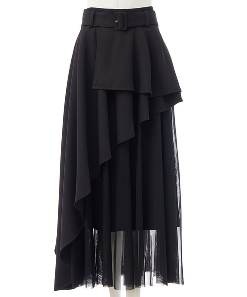 INGNI（イング）の「【WEB限定】共ベルト付チュール切替アシメスカート（スカート・レディース・グレー系その他6/ブルー系6/ネイビー系/ベージュ系/ブラック×ブラック・FREE）」の11枚目の写真