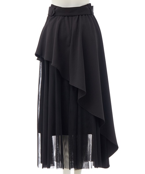 INGNI（イング）の「【WEB限定】共ベルト付チュール切替アシメスカート（スカート・レディース・グレー系その他6/ブルー系6/ネイビー系/ベージュ系/ブラック×ブラック・FREE）」の12枚目の写真