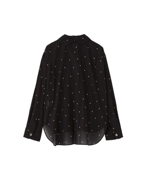 マーガレットハウエル 水玉 ドット柄 半袖ブラウス シアーシャツ POLKA DOT COTTON POPLIN SHIRT | MARGARET HOWELL（マーガレット