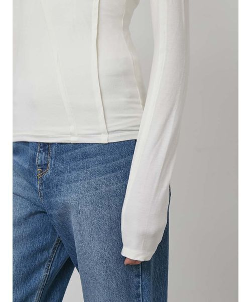 styling/（スタイリング）の「バックスリットカットトップス（Tシャツ/カットソー・レディース・オフホワイト/ブラック/サックスブルー・F）」の7枚目の写真