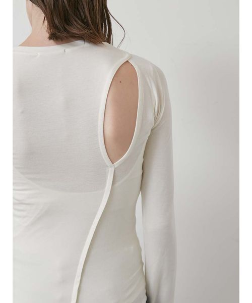 styling/（スタイリング）の「バックスリットカットトップス（Tシャツ/カットソー・レディース・オフホワイト/ブラック/サックスブルー・F）」の8枚目の写真