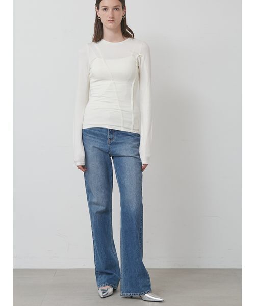 styling/（スタイリング）の「バックスリットカットトップス（Tシャツ/カットソー・レディース・オフホワイト/ブラック/サックスブルー・F）」の10枚目の写真