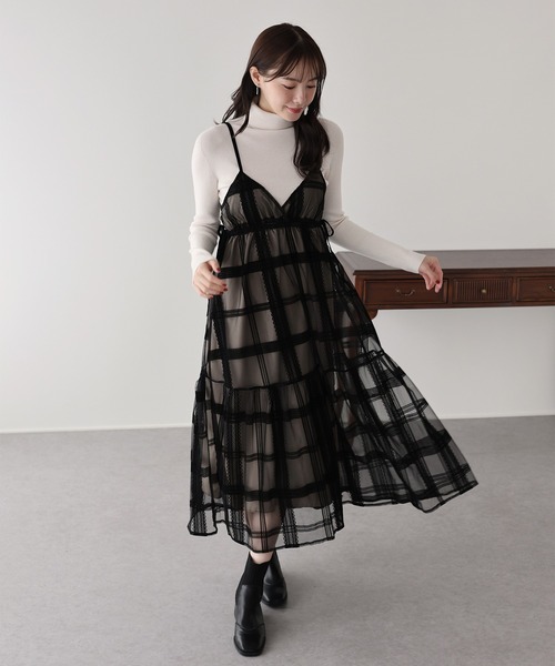 セール】《新色追加》フロッキーチェックキャミワンピース（ワンピース