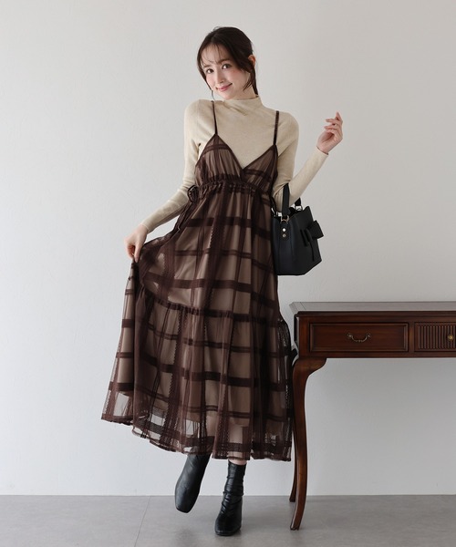 新色追加》フロッキーチェックキャミワンピース（ワンピース