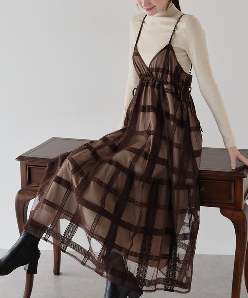 新色追加》フロッキーチェックキャミワンピース（ワンピース
