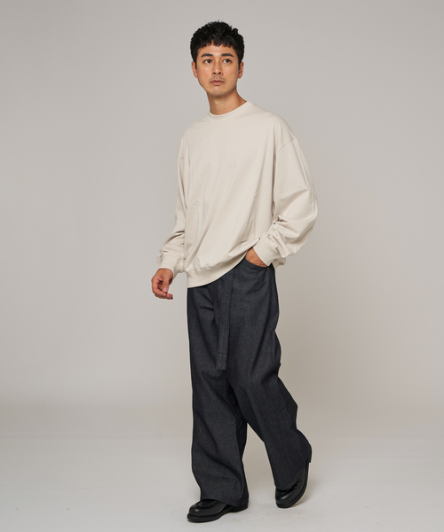 handvaerk(ハンドバーク)の「handvaerk (ハンドバーク) クルーネック ロングスリーブ Tシャツ(Tシャツ/カットソー・メンズ・ブラウン/アイボリー・SMALL/MEDIUM/LARGE)」の4枚目の写真