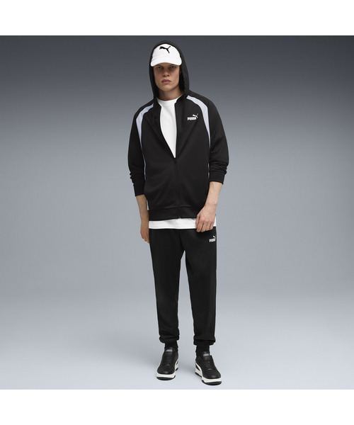 PUMA(プーマ)の「PUMA プーマ メンズ フーデッド ポリ スーツ 上下セット(ジャージ・メンズ・ブラック/ダークグレー・LARGE/X-LARGE/XX-LARGE/MEDIUM/SMALL)」の1枚目の写真