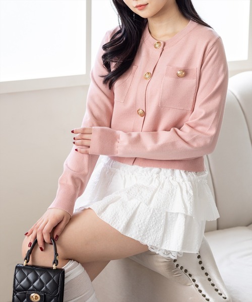 clear（クリア）の「ゴールドボタンニットカーディガン(セット可)[オフィスカジュアル 着回し抜群 大人]≪再入荷≫（カーディガン/ボレロ・レディース・アイボリー/ブラウン/レッド/杢グレー/ブラック系その他/ブラック/グレー/ピンクベージュ・F）」の7枚目の写真