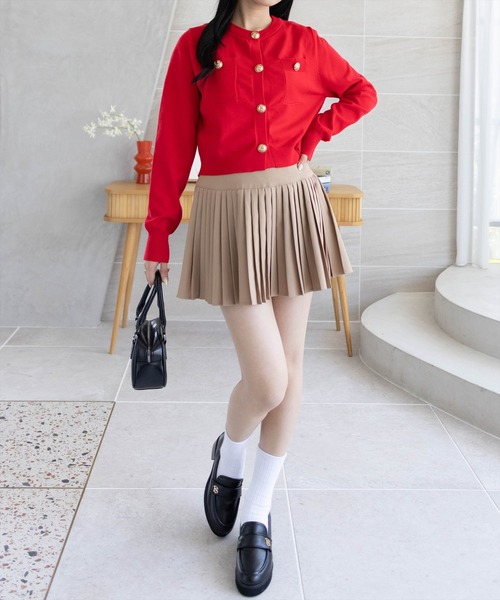 clear（クリア）の「ゴールドボタンニットカーディガン(セット可)[オフィスカジュアル 着回し抜群 大人]≪AW新作≫（カーディガン/ボレロ・レディース・アイボリー/ブラウン/レッド/杢グレー/ブラック系その他/ブラック・F）」の13枚目の写真