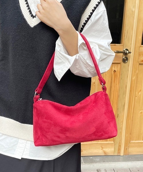 mebole(メボレ)の「スウェードスクエアハンドバッグ(ハンドバッグ・レディース・ブラウン/レッド/アイボリー/ブラック・FREE)」の5枚目の写真