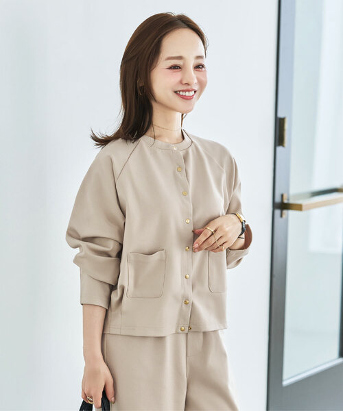 KOBE LETTUCE（コウベレタス）の「[ 田中亜希子さんコラボ ]選べるサイズ 多ボタンジャージーカーディガン（カーディガン/ボレロ・レディース・ブラック/アイボリー系/チャコールグレー・M/PM）」の3枚目の写真