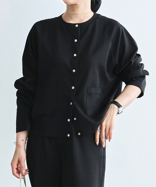 KOBE LETTUCE（コウベレタス）の「[ 田中亜希子さんコラボ ]選べるサイズ 多ボタンジャージーカーディガン（カーディガン/ボレロ・レディース・ブラック/アイボリー系/チャコールグレー・M/PM）」の12枚目の写真