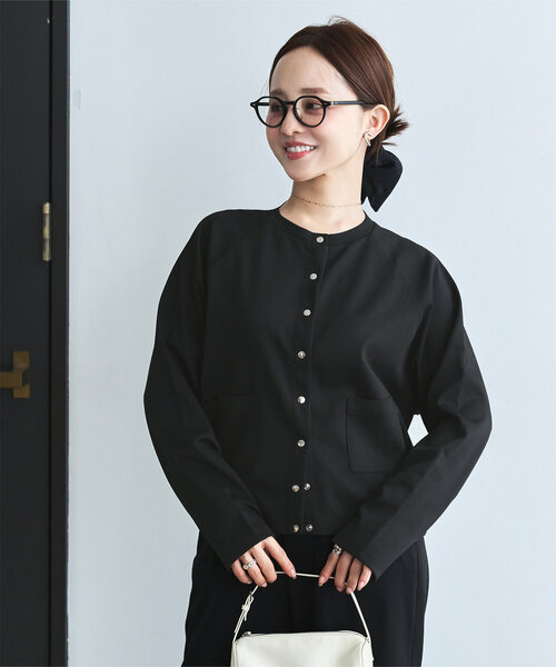 KOBE LETTUCE（コウベレタス）の「[ 田中亜希子さんコラボ ]選べるサイズ 多ボタンジャージーカーディガン（カーディガン/ボレロ・レディース・ブラック/アイボリー系/チャコールグレー・M/PM）」の4枚目の写真