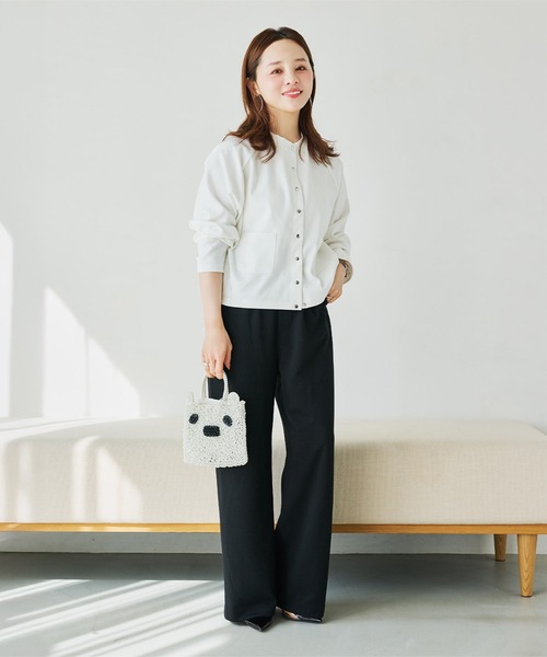 KOBE LETTUCE（コウベレタス）の「[ 田中亜希子さんコラボ ]選べるサイズ 多ボタンジャージーカーディガン（カーディガン/ボレロ・レディース・ブラック/アイボリー系/チャコールグレー・M/PM）」の6枚目の写真