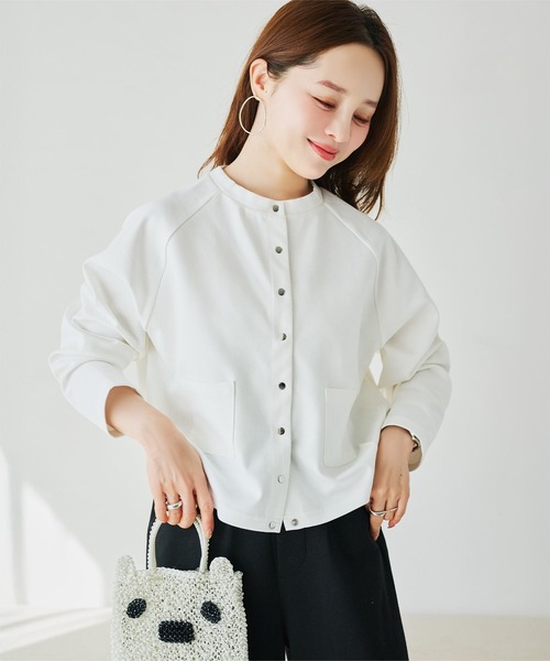 KOBE LETTUCE（コウベレタス）の「[ 田中亜希子さんコラボ ]選べるサイズ 多ボタンジャージーカーディガン（カーディガン/ボレロ・レディース・ブラック/アイボリー系/チャコールグレー・M/PM）」の7枚目の写真