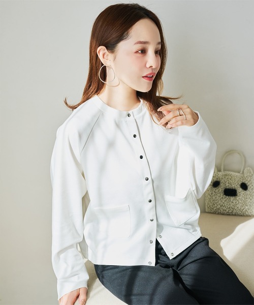 KOBE LETTUCE（コウベレタス）の「[ 田中亜希子さんコラボ ]選べるサイズ 多ボタンジャージーカーディガン（カーディガン/ボレロ・レディース・ブラック/アイボリー系/チャコールグレー・M/PM）」の8枚目の写真