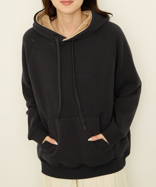 NAVY(ネイビー)の「nAvy 裏シャギーパーカ(パーカー・レディース・ダークグリーン/ブラック/杢グレー/グレイッシュベージュ/ピンク・L/M)」の2枚目の写真