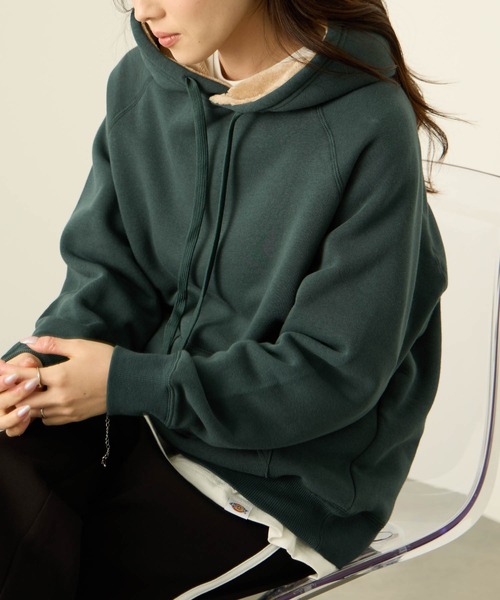 NAVY(ネイビー)の「nAvy 裏シャギーパーカ(パーカー・レディース・ダークグリーン/ブラック/杢グレー/グレイッシュベージュ/ピンク・L/M)」の4枚目の写真