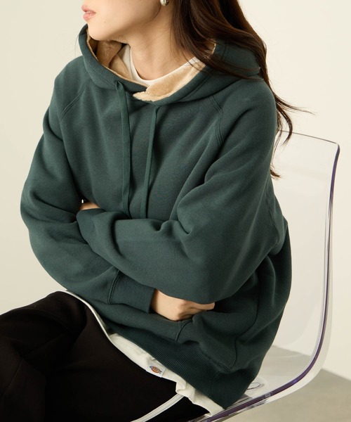 NAVY(ネイビー)の「nAvy 裏シャギーパーカ(パーカー・レディース・ダークグリーン/ブラック/杢グレー/グレイッシュベージュ/ピンク・L/M)」の22枚目の写真