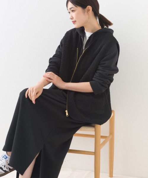 OMNES（オムネス）の「テック裏毛フーディポケットスウェットロングワンピース（ワンピース・レディース・ブラック/ダークグレー/ホワイト/グレー・FREE）」の14枚目の写真