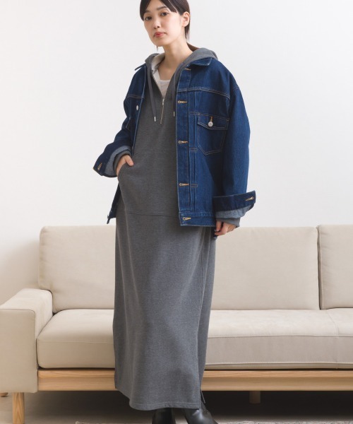 OMNES（オムネス）の「テック裏毛フーディポケットスウェットロングワンピース（ワンピース・レディース・ブラック/ダークグレー/ホワイト/グレー・FREE）」の21枚目の写真