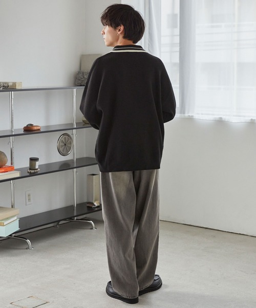 KANGOL(カンゴール)の「KANGOL/カンゴール 別注 ロゴ ワンポイント刺繍 ラインデザイン スウェットライクニットポロシャツ(ニット/セーター・メンズ・アッシュブラウン/杢グレー/オフホワイト/ネイビー/ブラック・L/M)」の16枚目の写真