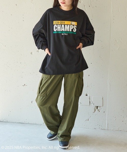 NBA(エヌビーエー)の「【NBA】NBA CHAMPIONS TEAM ARCHIVE LONG Sleeve Tee / CELTICS WARRIORS LAKERS CAVALIERS NUGGETS BUCKS RAPTORS SPURS(Tシャツ/カットソー・メンズ・ブラック/ホワイト・XL/L/M/S/XS)」の7枚目の写真