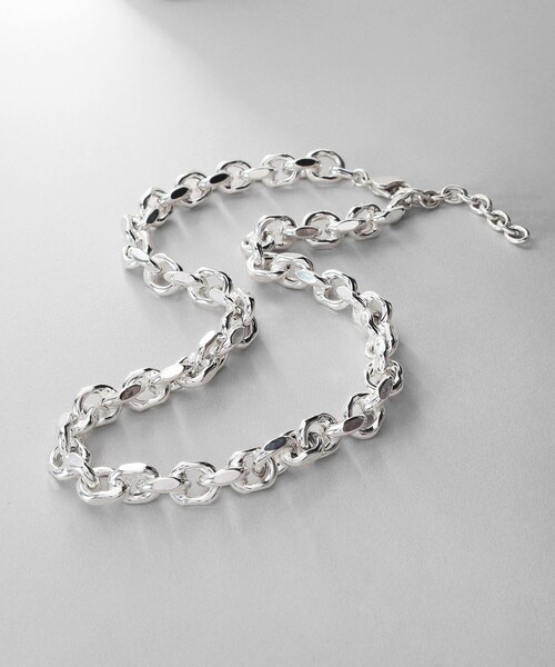 シルバー デザインチェーン ホロウカットケーブルネックレス