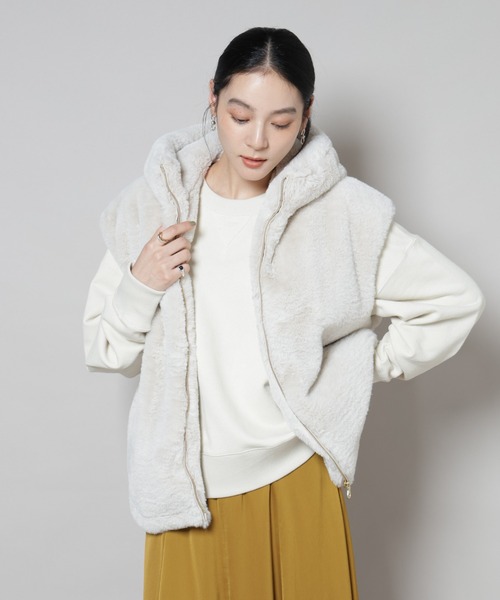 セール】フェイクファーフードベスト（ベスト）｜NANO universe（ナノ