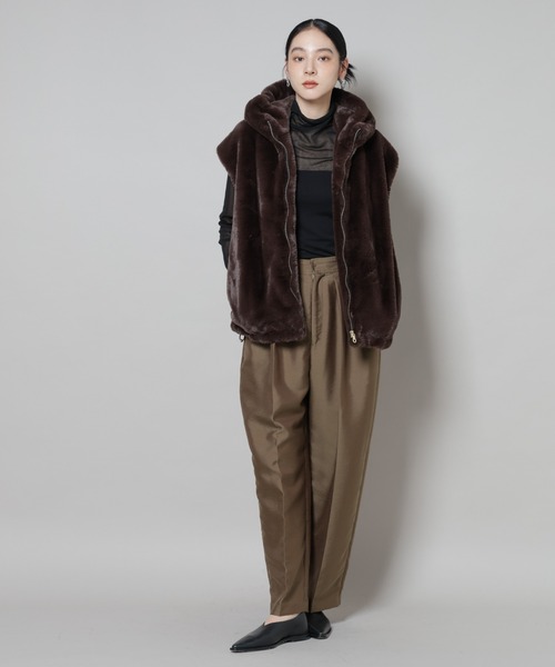 セール】フェイクファーフードベスト（ベスト）｜NANO universe（ナノ