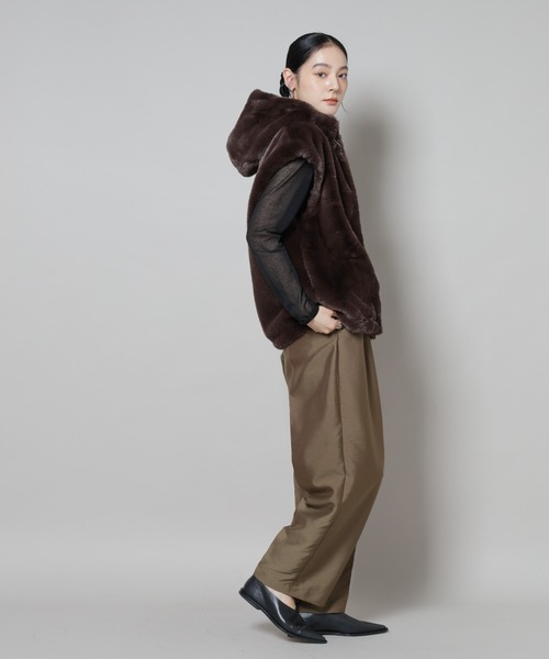 セール】フェイクファーフードベスト（ベスト）｜NANO universe（ナノ