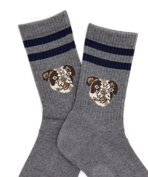 UNIVERSAL OVERALL(ユニバーサルオーバーオール)の「【ROSTER SOX/ロスターソックス】DOG(ソックス/靴下・メンズ・オフホワイト/グレー・FREE)」の2枚目の写真
