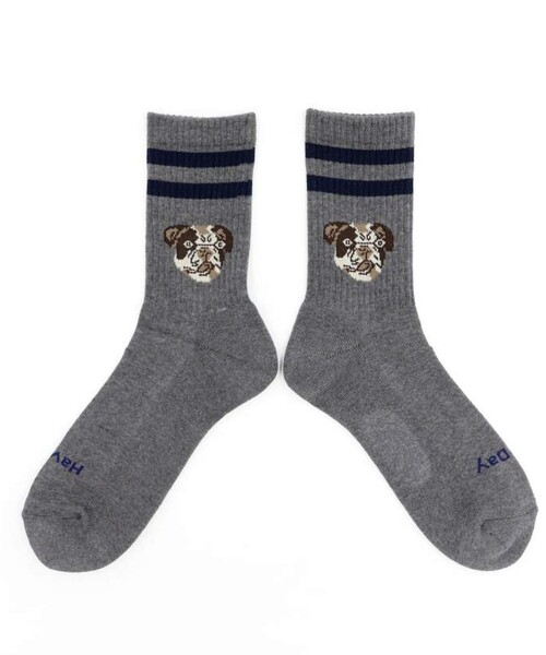 UNIVERSAL OVERALL(ユニバーサルオーバーオール)の「【ROSTER SOX/ロスターソックス】DOG(ソックス/靴下・メンズ・オフホワイト/グレー・FREE)」の3枚目の写真