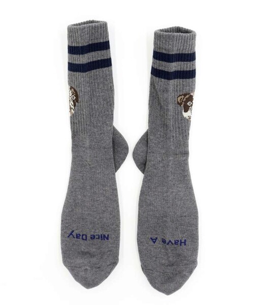UNIVERSAL OVERALL(ユニバーサルオーバーオール)の「【ROSTER SOX/ロスターソックス】DOG(ソックス/靴下・メンズ・オフホワイト/グレー・FREE)」の4枚目の写真