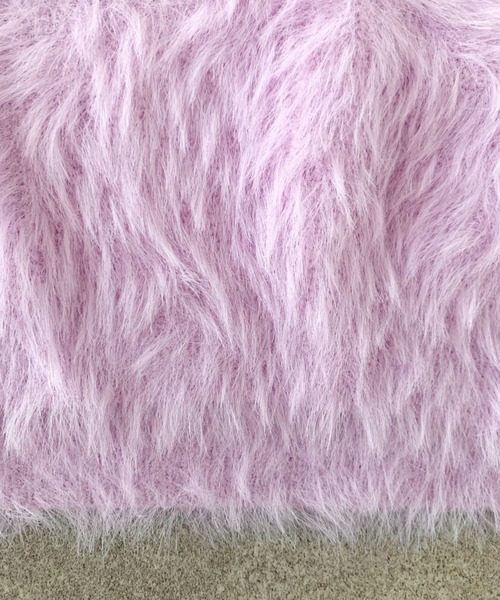 SHEPP（シープ）の「【5色展開】クロップド シャギー ニット トップス（ニット/セーター・レディース・ホワイト/ピンク/ベージュ/パープル/ブルー・F）」の12枚目の写真