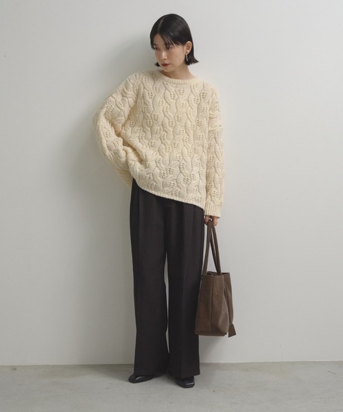 Shelly island（シェリーアイランド）の「ゆったりハニカムニット（ニット/セーター・レディース・レッド/ホワイト/ベージュ/ブルー・FREE）」の10枚目の写真