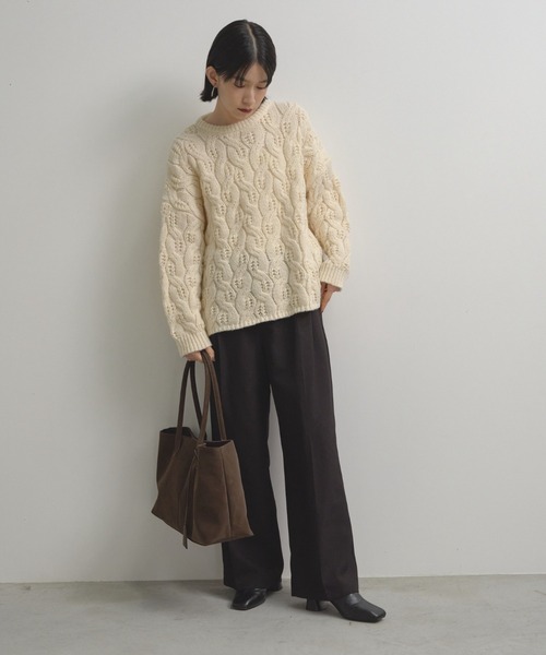 Shelly island（シェリーアイランド）の「ゆったりハニカムニット（ニット/セーター・レディース・レッド/ホワイト/ベージュ/ブルー・FREE）」の12枚目の写真