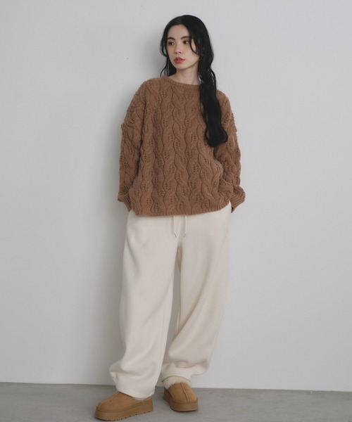 Shelly island（シェリーアイランド）の「ゆったりハニカムニット（ニット/セーター・レディース・レッド/ホワイト/ベージュ/ブルー・FREE）」の15枚目の写真