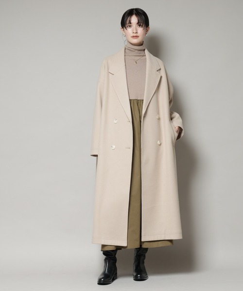NANO universe（ナノユニバース）の「メルトンジャージーチェスターロングコート（チェスターコート・レディース・グレー/ブラック/ライトベージュ・FREE）」の12枚目の写真