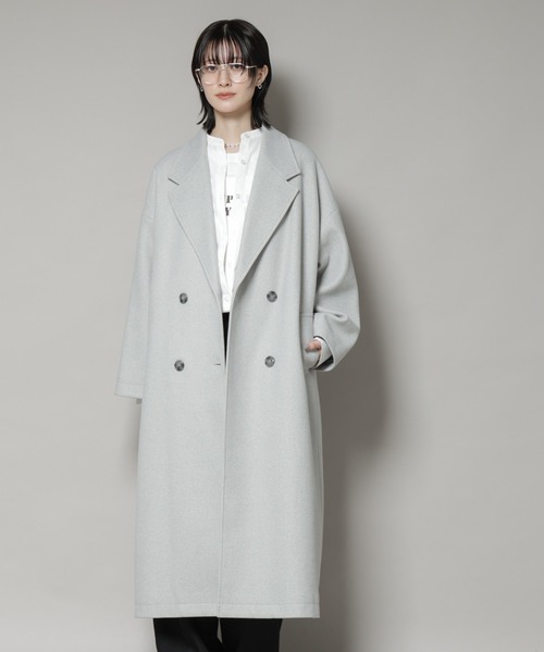 NANO universe（ナノユニバース）の「メルトンジャージーチェスターロングコート（チェスターコート・レディース・グレー/ブラック/ライトベージュ・FREE）」の11枚目の写真
