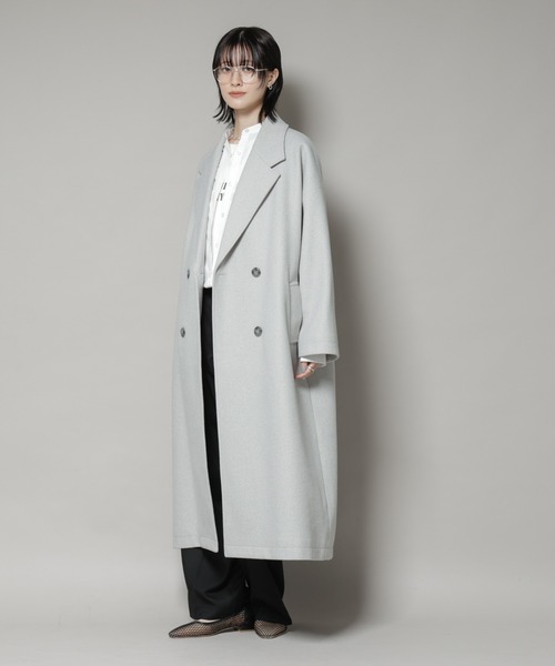 NANO universe（ナノユニバース）の「メルトンジャージーチェスターロングコート（チェスターコート・レディース・グレー/ブラック/ライトベージュ・FREE）」の14枚目の写真