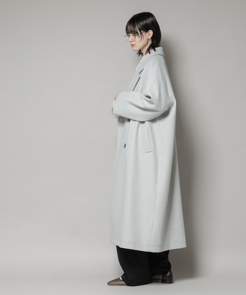 NANO universe（ナノユニバース）の「メルトンジャージーチェスターロングコート（チェスターコート・レディース・グレー/ブラック/ライトベージュ・FREE）」の22枚目の写真