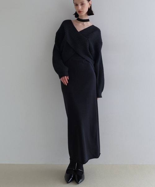 Freesia by andme(フリージアバイアンドミー)の「2wayニットロングワンピース/スカート(ワンピース・レディース・杢グレー/ブラウン/ブラック・M)」の2枚目の写真