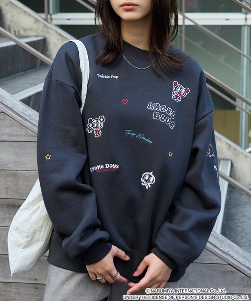 R　エンジェルブルー ANGEL BLUE】別注 エンジェルブルー グラフィック刺繍 スウェットプル