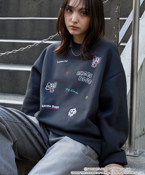 ANGEL BLUE】別注 エンジェルブルー グラフィック刺繍 スウェットプル