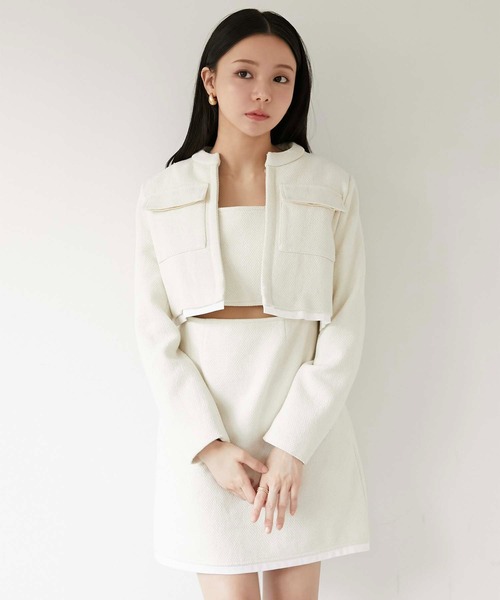 Luan(ルアン)の「【Luan】TWEED SHORT JACKET/ツイードジャケット(テーラードジャケット・レディース・グレー/ホワイト・1/2)」の13枚目の写真